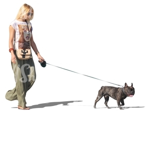 woman walking a dog