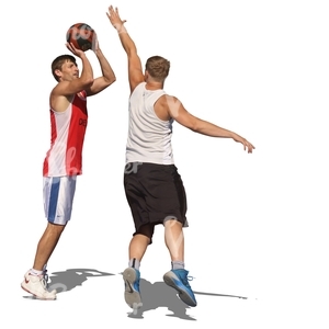 two men playing basketball