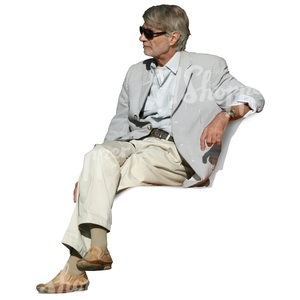 bearded man with sunglasses sitting