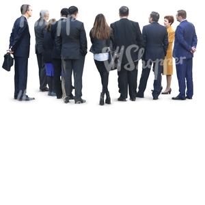 group of businessmen and businesswomen standing together
