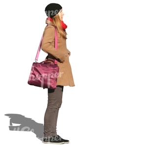 woman with a hat standing