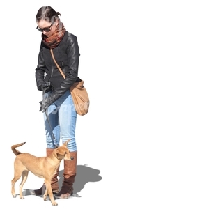 woman standing with a dog