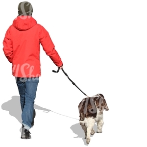 cut out man walking with a dog