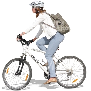 woman wearing a helmet riding a bike