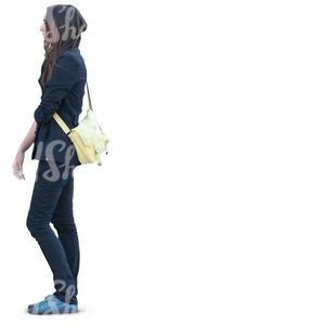 long-haired woman standing