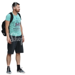 cut out man with a backpack standing
