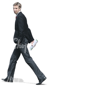 cut out young businessman walking
