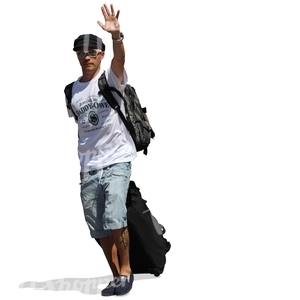 cut out traveller standing and waving