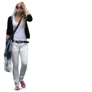 cut out long-haired woman walking