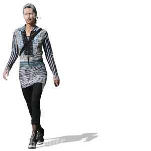 cut out woman woth a bandana walking