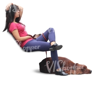 woman with a dog sitting