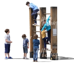 six boys climbing on the playground