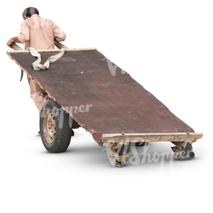 hindu worker pulling a big barrow