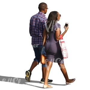 cut out african couple walking