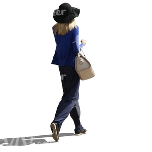 cut out backlit woman walking