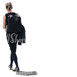 cut out backlit woman walking