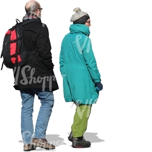 middle-aged man and woman walking