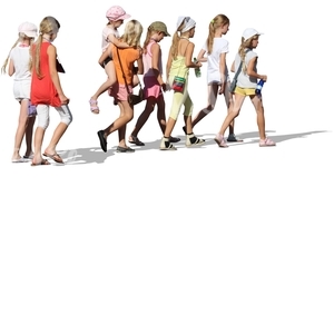 group of young blonde girls walking