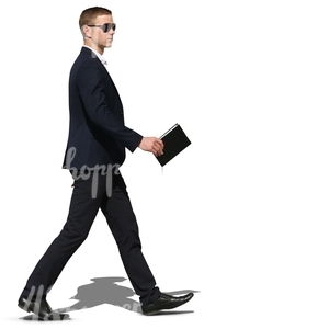 cut out businessman with a black suit walking