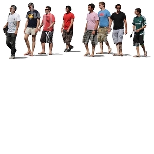group of men in shorts walking