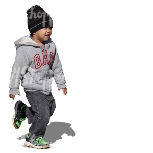 young asian boy running