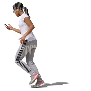 woman jogging while listening to music
