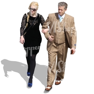 couple in formal clothing walking