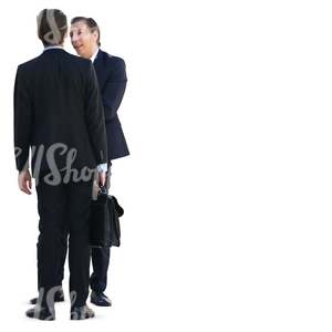 two cut out businessmen standing and talking