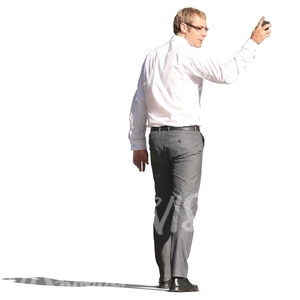 cut out businessman walking and looking back