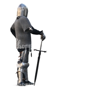 cut out street artist dressed as a medieval knight