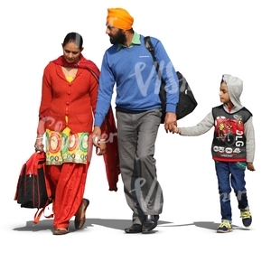 indian family walking hand in hand