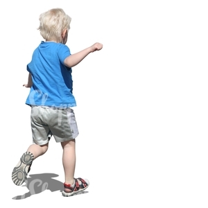 cut out blond boy running
