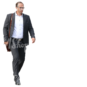 businessman with headphones walking