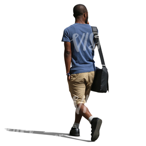black man in shorts walking 