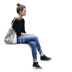 young woman sitting in shade
