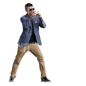 asian man taking a photo with his phone
