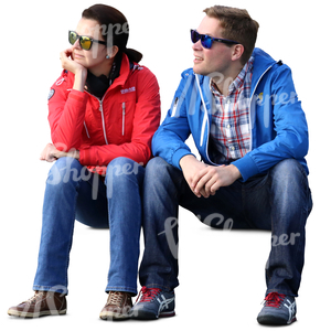 man and woman with sunglasses sitting and looking at smth