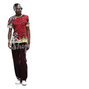 black man with sunglasses walking