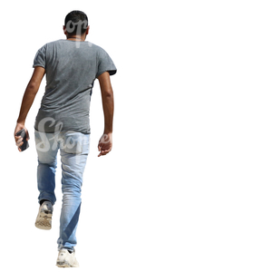 african man walking up the stairs