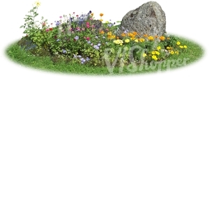 flowerbed with stones