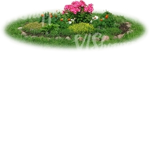 flowerbed with stone edging