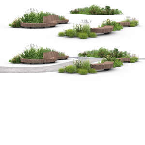 foreground with plants and benches on separate layers