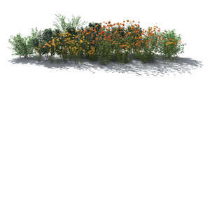 cut out rendered image of a backlit flowerbed