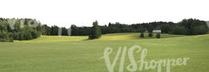 cut out background with pasture trees and a country house