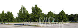 cut out background with a parking lot and trees