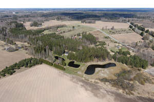 rural landscape in early spring seen from high above