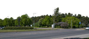 cut out background with a road and city park