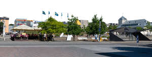 cut out background with city square and houses