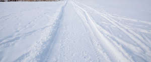 snowy ground with a footpath