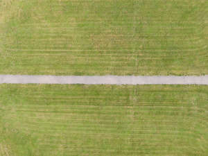 lawn with a small path seen from above